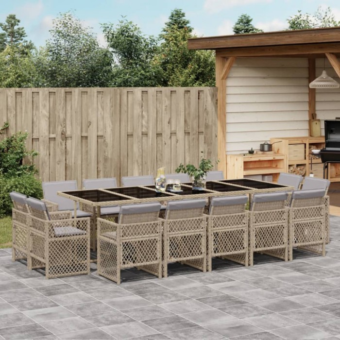 Gossi set mobilier gradina cu perne, 15 piese, bej combinat poliratan