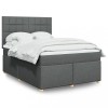 VidaXL Pat box spring cu saltea, gri &icirc;nchis, 140x190 cm, textil 3293576