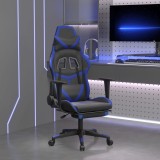 Scaun Gaming vidaXL Negru/Albastru, Piele Eco, Suport Picioare, Inclinare, Pivotant 360&deg;, Reglabil Inaltime, Confortabil, 110 kg