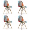 Set 4 scaune bucatarie/living, Artool, Seul, textil, lemn, mozaic multicolor, 46.5x56.5x82.5 cm, Leobert