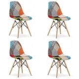 Cumpara ieftin Set 4 scaune bucatarie/living, Artool, Seul, textil, lemn, mozaic multicolor, 46.5x56.5x82.5 cm, Leobert