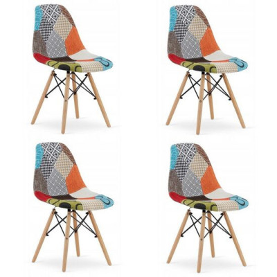 Set 4 scaune stil scandinav, Artool, Seul, textil, lemn, mozaic multicolor, 46.5x56.5x82.5 cm GartenVIP DiyLine foto