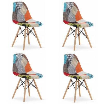 Set 4 scaune bucatarie/living, Artool, seul, textil, lemn, mozaic multicolor, 46.5x56.5x82.5 cm GartenVIP DiyLine foto