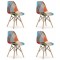 Set 4 scaune bucatarie/living, Artool, Seul, textil, lemn, mozaic multicolor, 46.5x56.5x82.5 cm