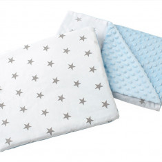 Set paturica 55x75 cm si perna 35x30 cm Minky Grey Stars Blue