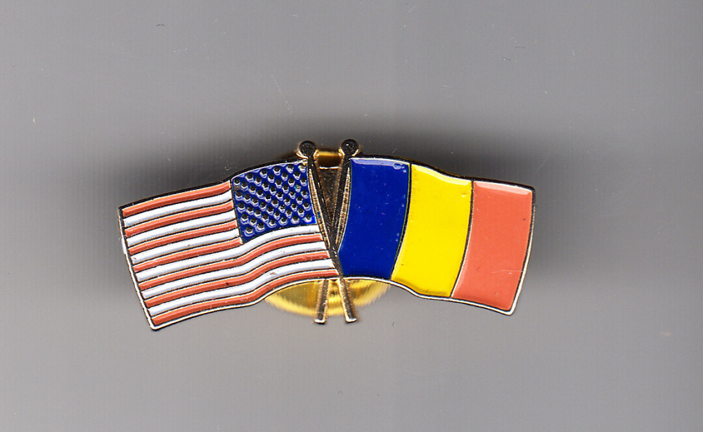 Insigna moderna steaguri Romania-SUA, impecabila, cu pin, Romania de la  1950 | Okazii.ro