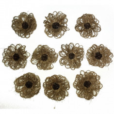 Flori din iuta, diametru 6-7 cm - model2, set de 10 buc