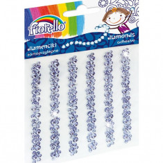 Accesorii creatie decor,6 sirag flori violet,diamante autoadezive blister, 9cm