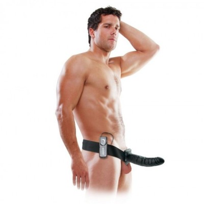 FETISH FANTASY SERIES - 19 CM VIBRATING HOLLOW STRAP-ON BLACK foto
