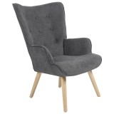 Cumpara ieftin Fotoliu Fluffy material textil antracit - culoare lemn natural 75x69x96cm