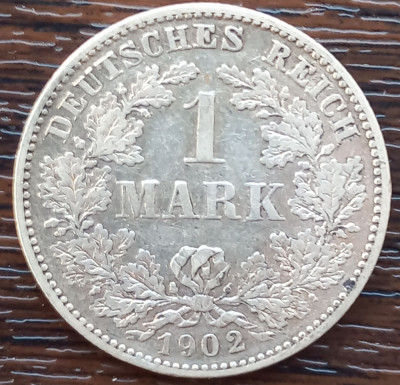 (A233) MONEDA DIN ARGINT GERMANIA - 1 MARK 1902, LIT. G, MAI RARA, TIRAJ 269.878 foto