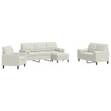 Cumpara ieftin Set de canapele cu perne/rulouri, 4 piese, crem, catifea