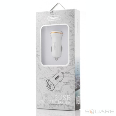 Incarcatoare Auto Tranyoo, C1, 2 x USB Car Charger, White foto