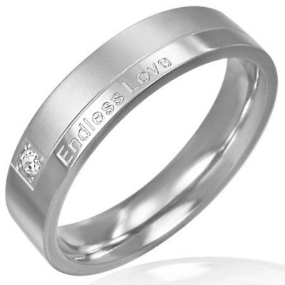 Inel din oțel inoxidabil - model modern, inscripție romantică - Marime inel: 57 foto