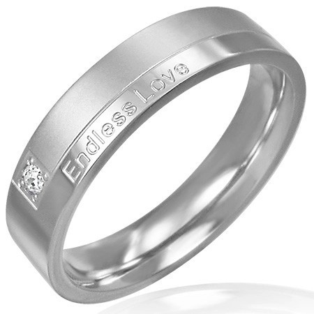 Inel din oțel inoxidabil - model modern, inscripție romantică - Marime inel: 52