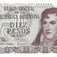 ARGENTINA █ bancnota █ 10 Pesos █ 1970-1973 █ P-289 █ UNC █ necirculata