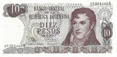 ARGENTINA █ bancnota █ 10 Pesos █ 1970-1973 █ P-289 █ UNC █ necirculata foto