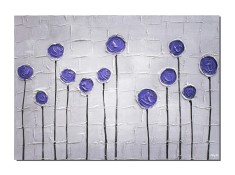 Tablou modern pictat manual, Flori abstracte, 70x50cm ulei pe panza in cutit efect 3D