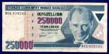 (2) BANCNOTA TURCIA - 250.000 LIRE 1970, KIZILKULE ALANYA