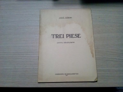 TREI PIESE pentru DOUA PIANE - Partitura - Jodal Gabor - 1971, 34 p. foto