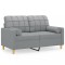 Canapea cu 2 locuri cu pernute, gri deschis, 120 cm, textil