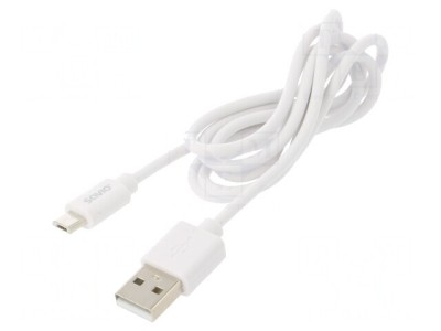 Cablu USB 2.0 A-Micro B 1m Alb 480Mbps foto