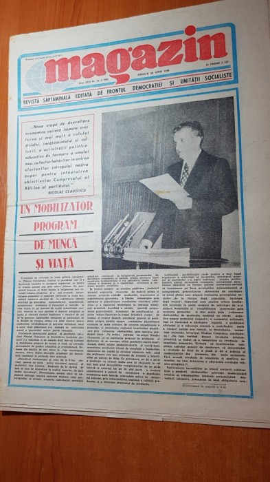 ziarul magazin 28 iunie 1986-foto si articol despre judetul gorj