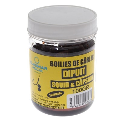Boilies Claumar Fishmeal De Carlig Tare Dipuit Squid Capsuni 100gr foto