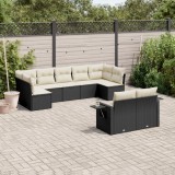 Gossi set mobilier de gradina cu perne, 9 piese, negru, poliratan