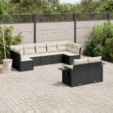 Set mobilier de gradina cu perne, 9 piese, negru, poliratan GartenMobel Dekor, vidaXL