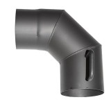 Cot de fum 90&deg; &Oslash;120 mm cu clapeta, otel 1,5 mm, pentru racord la cos