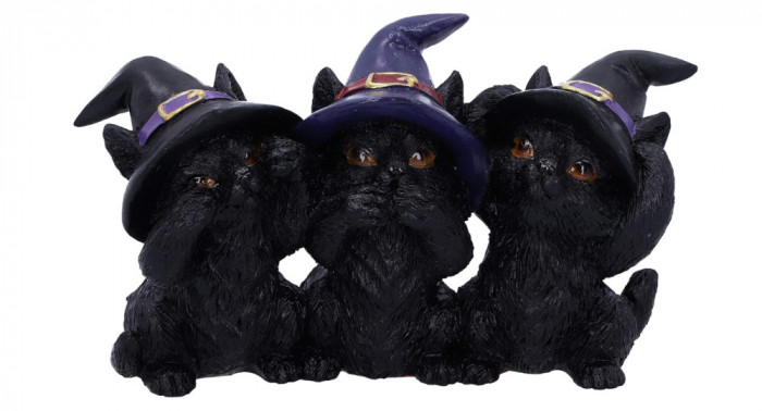 Figurina Nemesis Now Trei pisici intelepte negre, 11.5 cm - RESIGILAT