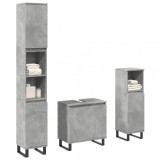 vidaXL Set mobilier de baie, 3 piese, gri beton, lemn compozit 3324954
