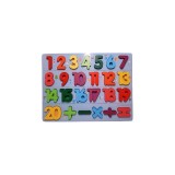 Puzzle cu numere de la 1-20 si semne grafice, lemn, 25 piese, 30x22 cm