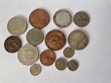 Lot de-13 Monede din Argint si Cupru din diferite Tari si anii diferiti