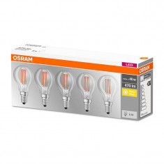 Set 5 becuri LED Osram 4W E14 P40 2700K lumina calda 470 lumeni A++ foto