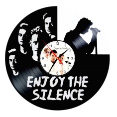 Ceas de Perete &ldquo;Depeche Mode&rdquo;, Lucrat Manual, Cadran Dublu Laminat, din Disc Vinil Reciclat, 30 cm