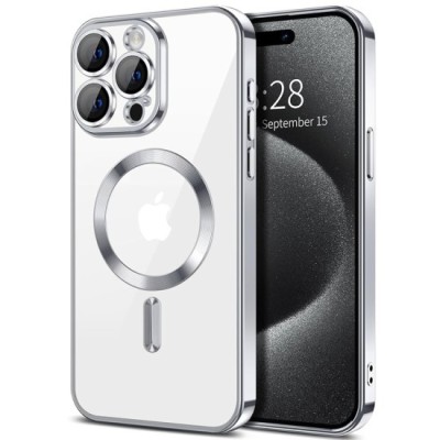 Husa pentru iPhone 16 Pro - Techsuit Luxury Crystal MagSafe - Silver foto