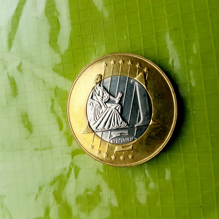 E301- Moneda EuroProbe BELGIA 1997 metal aurit. Diametrul 3.2 cm.