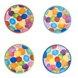 Farfurii Party din Carton cu Model Baloane, 4 Culori, &Oslash;18cm, 12 buc, CMCLASS