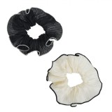 Elastice de Păr, Organza, Set 2 Bucăți, Culoare Negru și Ecru, Oem