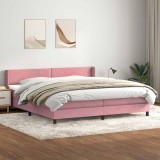 vidaXL Pat box spring cu saltea, roz, 180x210 cm, catifea 3317960