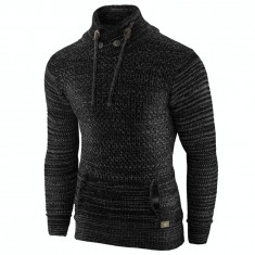 Pulover pentru barbati, negru, guler inalt, flex fit, casual - Alaska Snowboarder foto