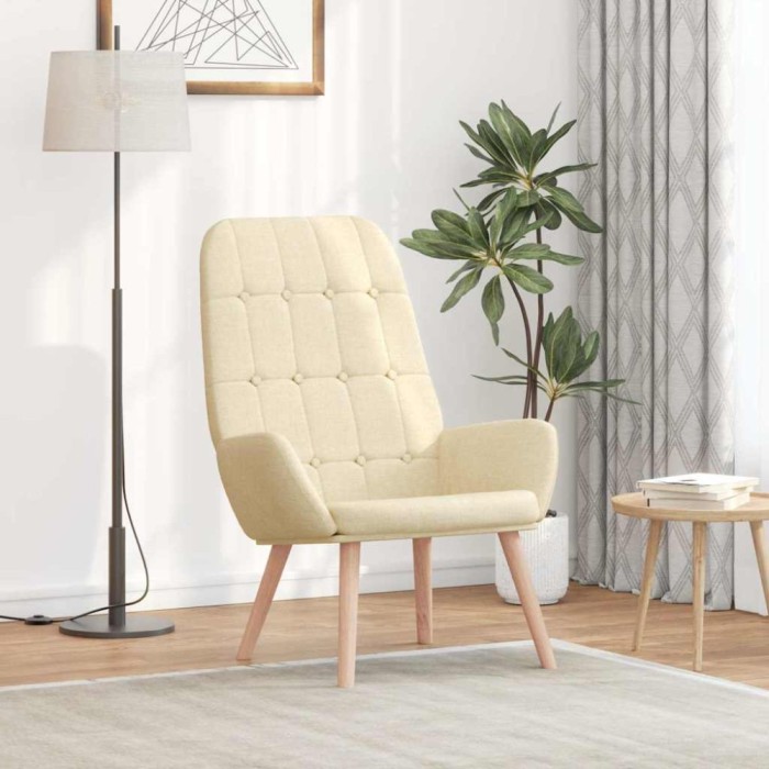 Scaun de relaxare, crem, material textil