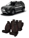 Cumpara ieftin Set huse scaune compatibile Dacia Duster 2010-2017 Piele + Textil (Compatibile cu sistem AIRBAG)