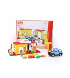 Set blocuri de constructie creative din 48 elemente, Benzinarie, multicolor, Oem