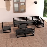 Cumpara ieftin Gossi set mobilier de gradina, 9 piese, negru, lemn masiv de pin