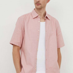 BOSS cămașă din bumbac ORANGE bărbați, culoarea roz, cu guler clasic, regular 50489351