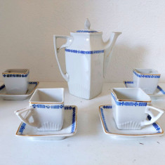 Set cafea portelan Cehoslovacia / Czechoslovakia, marcat MCP, forma patrata