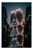 Skyscrapers luminate noaptea contrast urban, 26 x 39 cm, CMCLASS